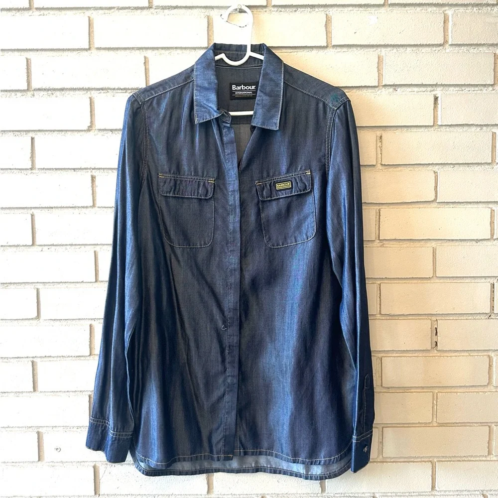 Barbour Classic lightweight Denim Shirt NWOT Size 8 - Picture 1 of 11